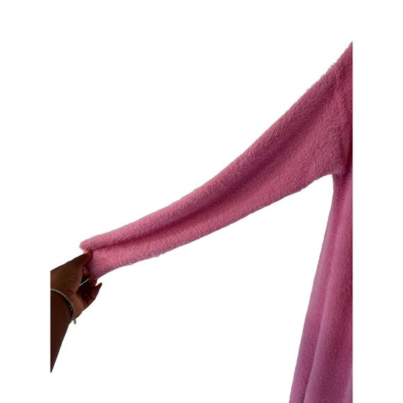 Intimately Free People Pink Fuzzy Girls Night In Maxi Pullover Dress Size Medium - Picture 8 of 13